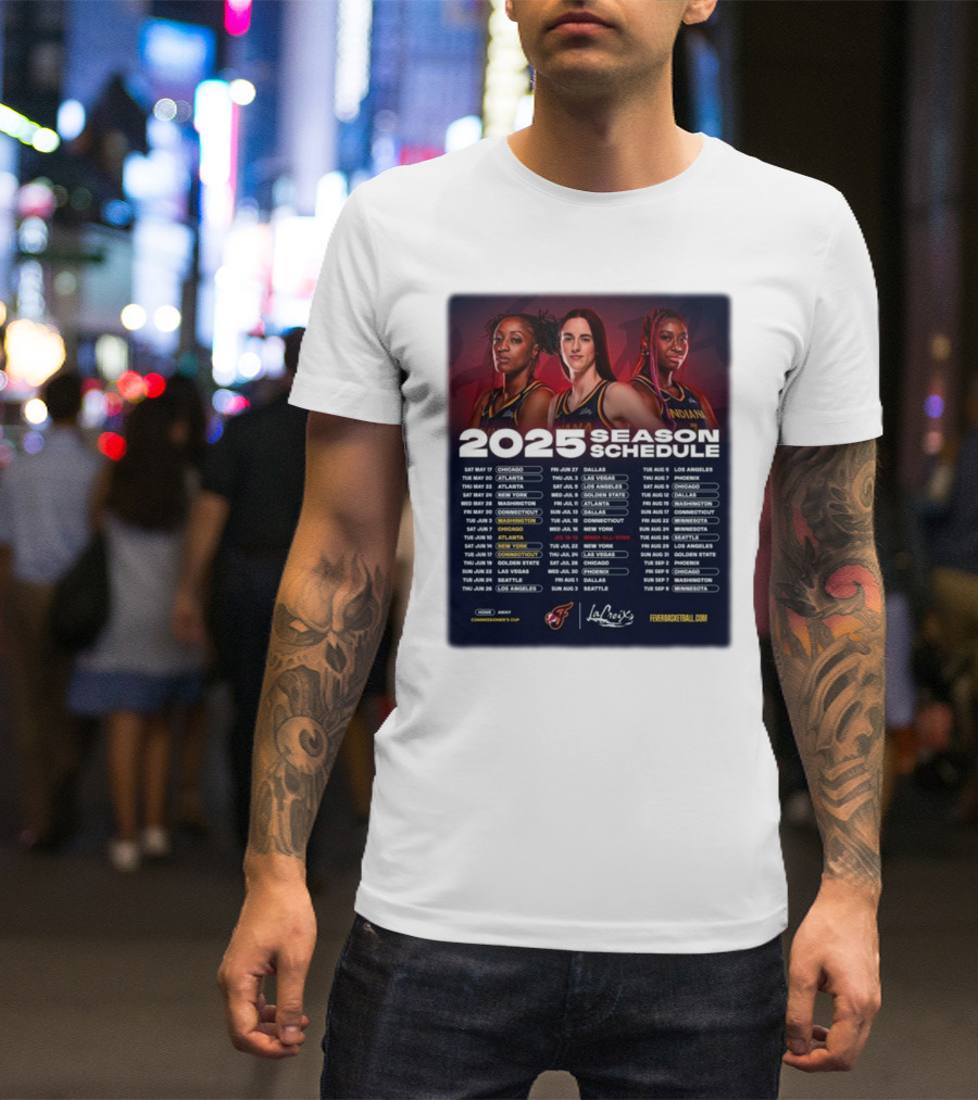 2025 Indiana Fever Season Schedule Matchups Featuring WNBA Teams T-Shirt