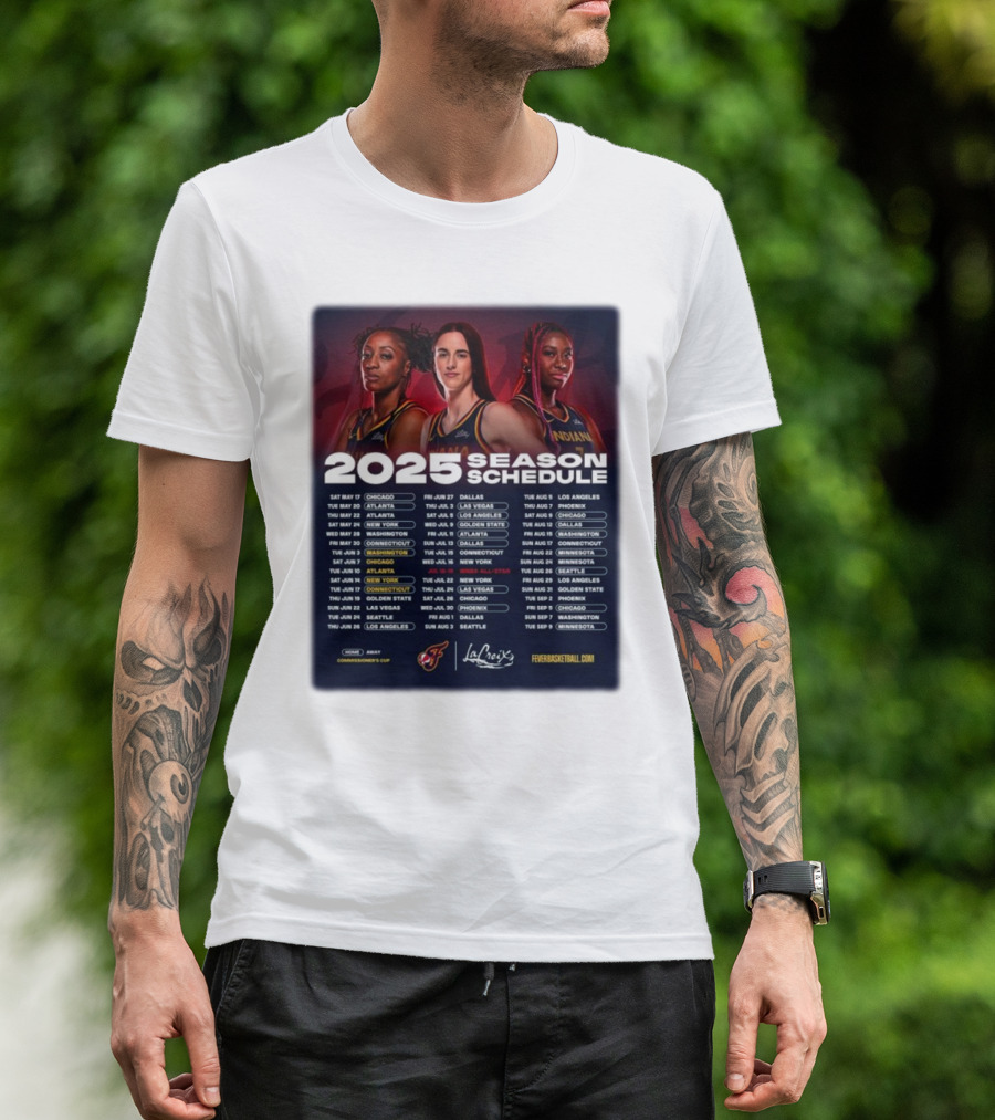 2025 Indiana Fever Season Schedule Matchups Featuring WNBA Teams T-Shirt