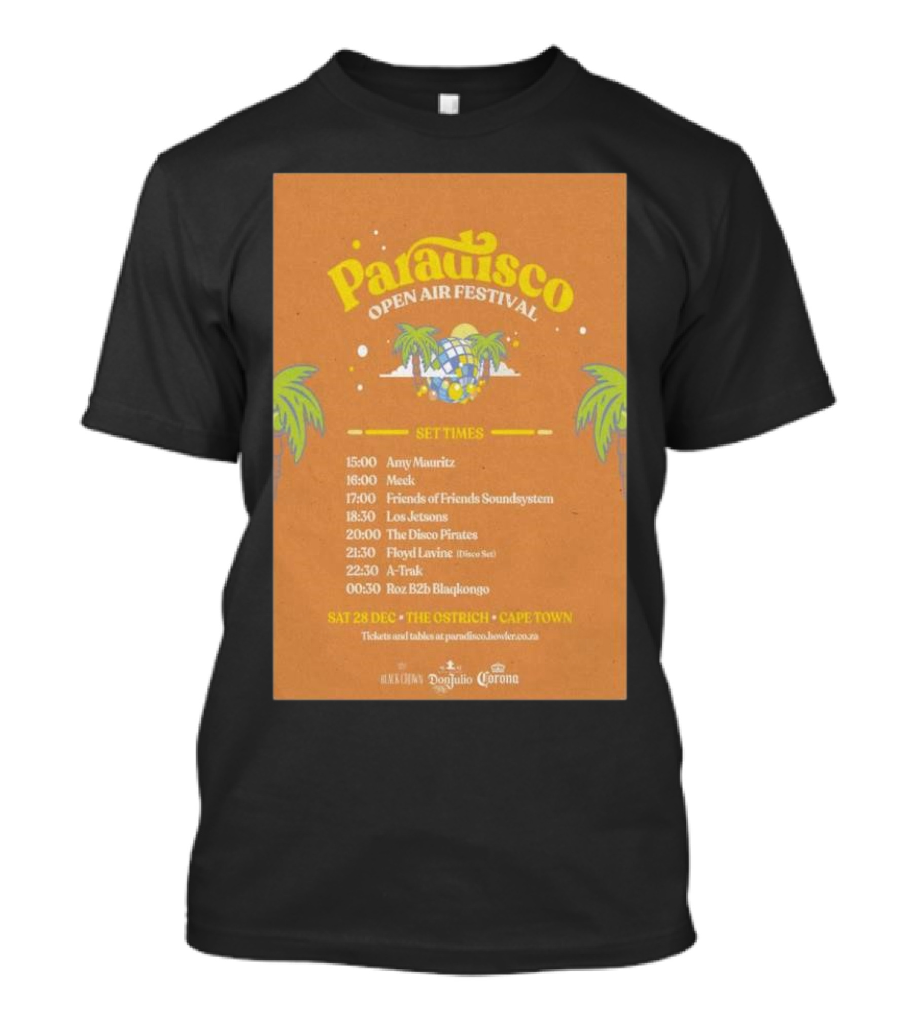 Paradisco Open Air Festival Cape Town Set Times For December 28 With A-Trak Los Jesseros Roz B2B Blankaongo And More T-Shirt