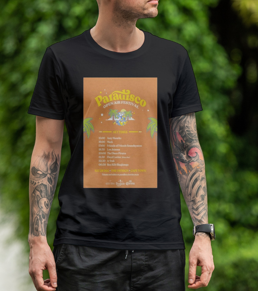 Paradisco Open Air Festival Cape Town Set Times For December 28 With A-Trak Los Jesseros Roz B2B Blankaongo And More T-Shirt