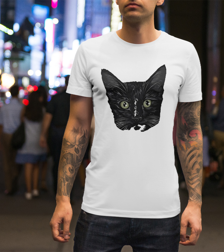 Michael Manigault Brave Green-Eyed Cat Face T-Shirt