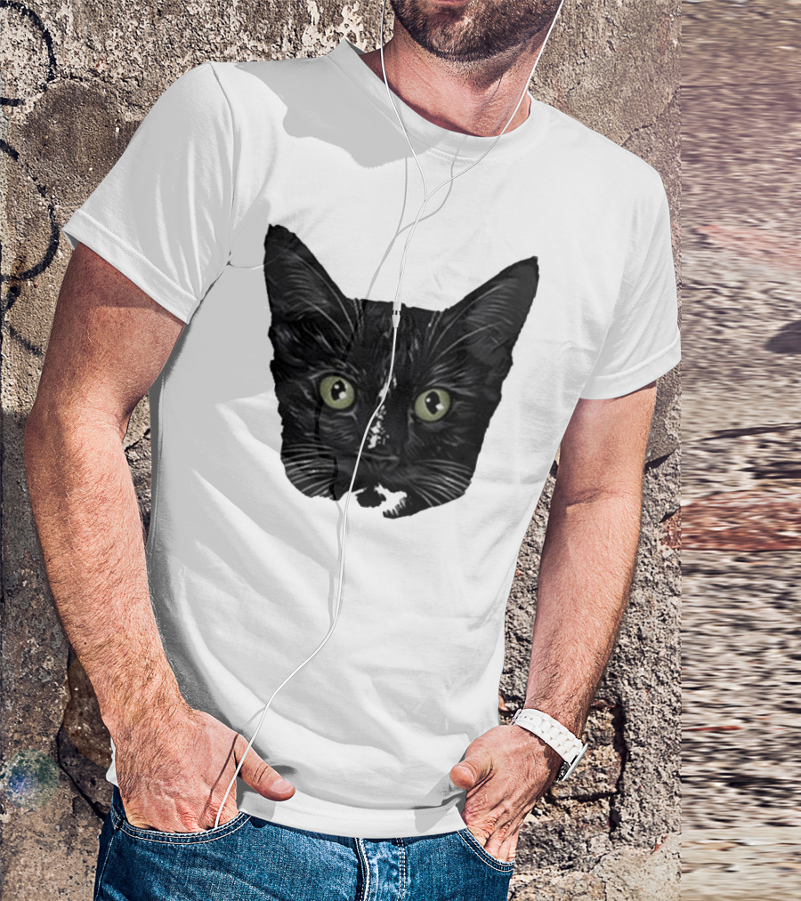 Michael Manigault Brave Green-Eyed Cat Face T-Shirt