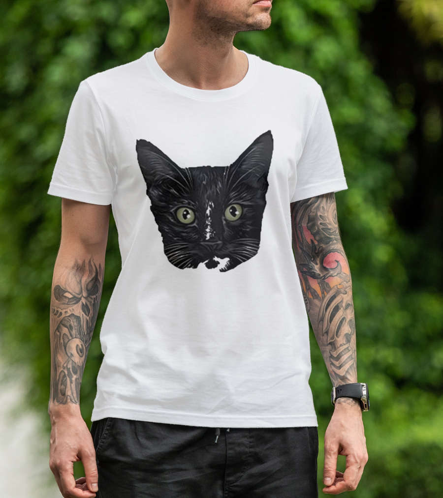 Michael Manigault Brave Green-Eyed Cat Face T-Shirt