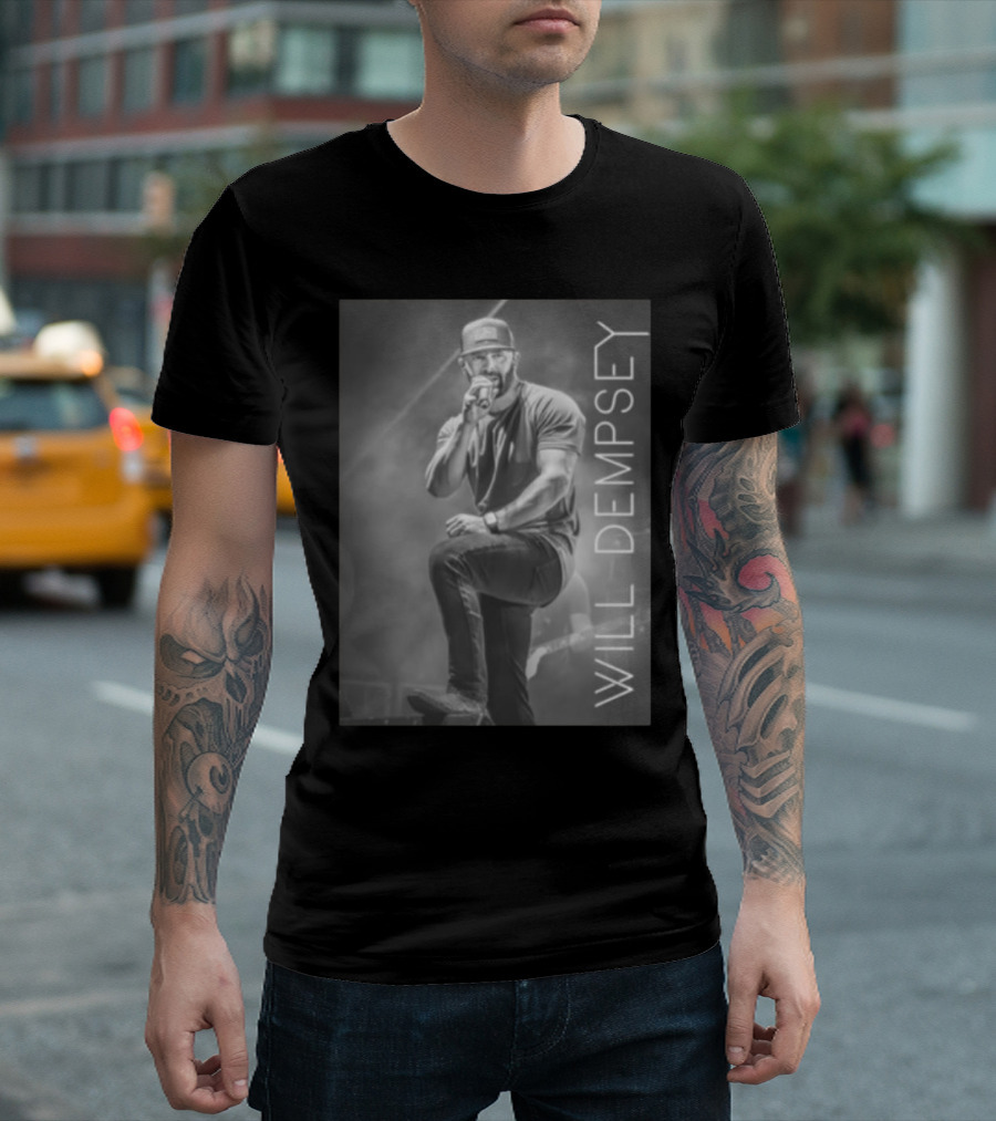Will Dempsey Live Concert Performance Black And White Image T-Shirt