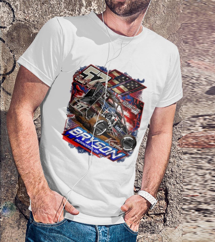 57 Kaylee Bryson Abacus Racing Bryson Muskogee OK Racing Car American Flag T-Shirt
