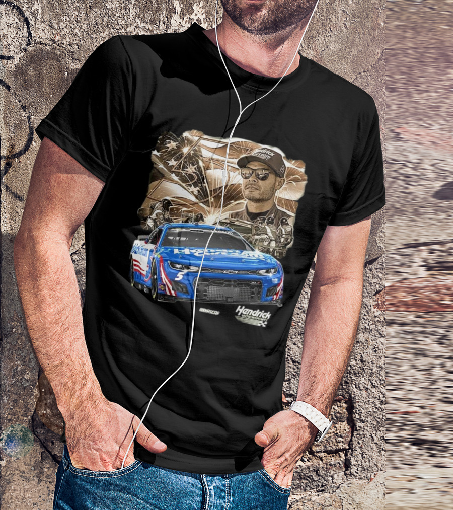 Hendrick Motorsports Kyle Larson Olive Military 2025 HendrickCars.com Car 5 Collection T-Shirt