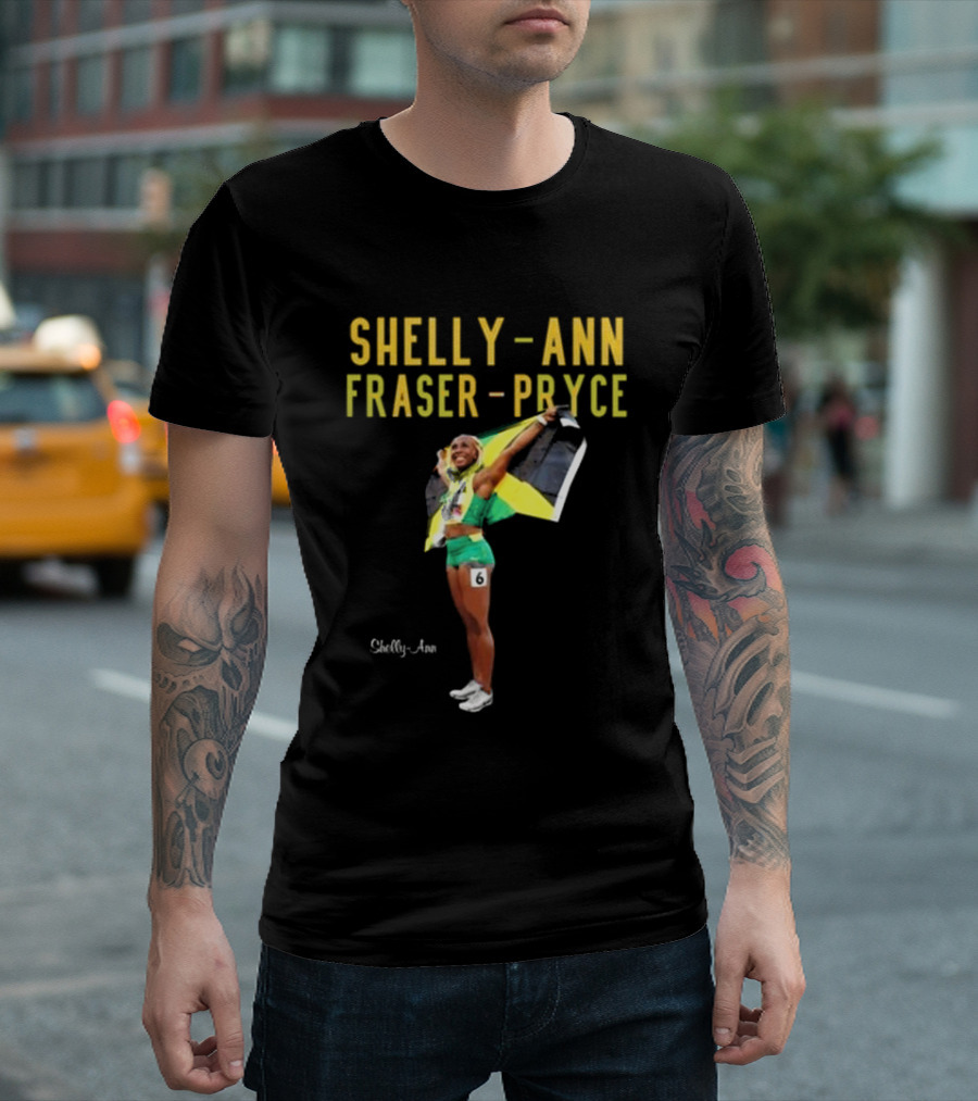Shelly-Ann Fraser-Pryce Jamaican Flag Victory Pose T-Shirt