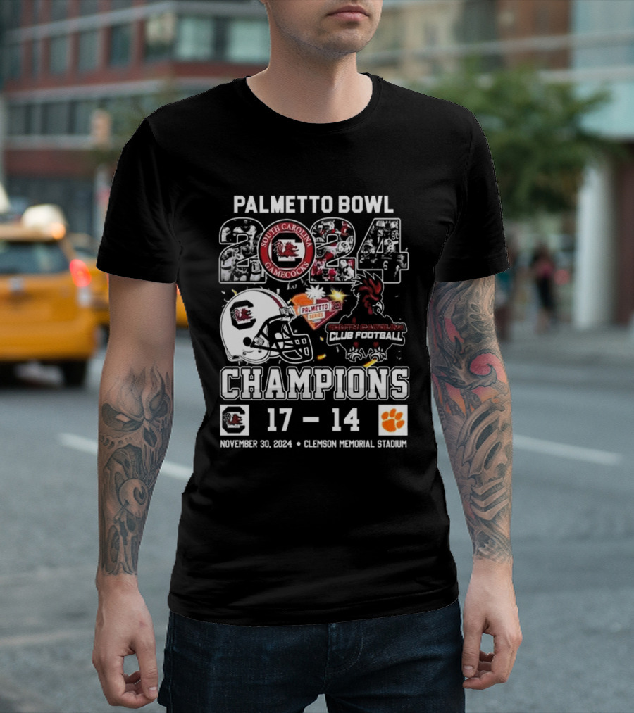 South Carolina Gamecocks Palmetto Bowl 2024 Champions November 30 Clemson Memorial Stadium 17-14 T-Shirt