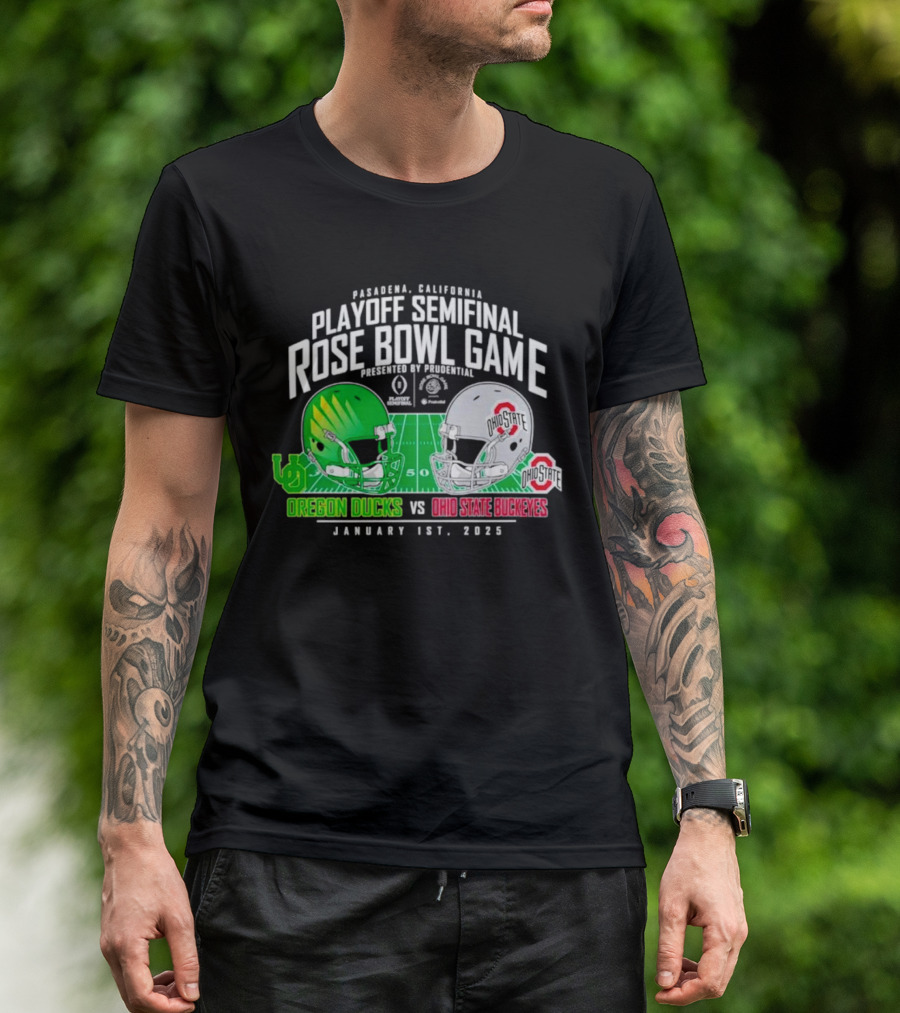 Pasadena Playoff Semifinal Rose Bowl Game Oregon Ducks Vs Ohio State Buckeyes January 1st 2025 T-Shirt