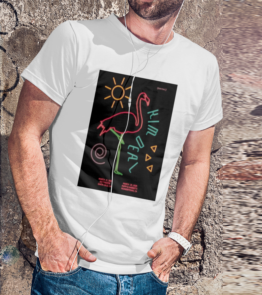 Kim Deal March 21 2025 Rio Theatre Santa Cruz CA Tour Neon Flamingo T-Shirt