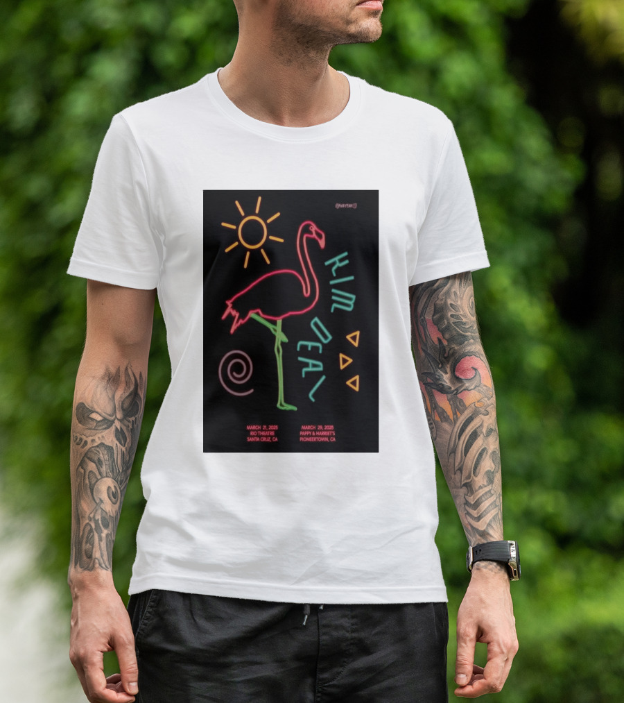 Kim Deal March 21 2025 Rio Theatre Santa Cruz CA Tour Neon Flamingo T-Shirt