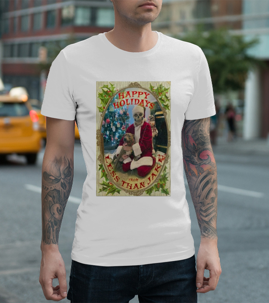 Happy Holidays From Less Than Jake Santa Skeleton Christmas Tree T-Shirt