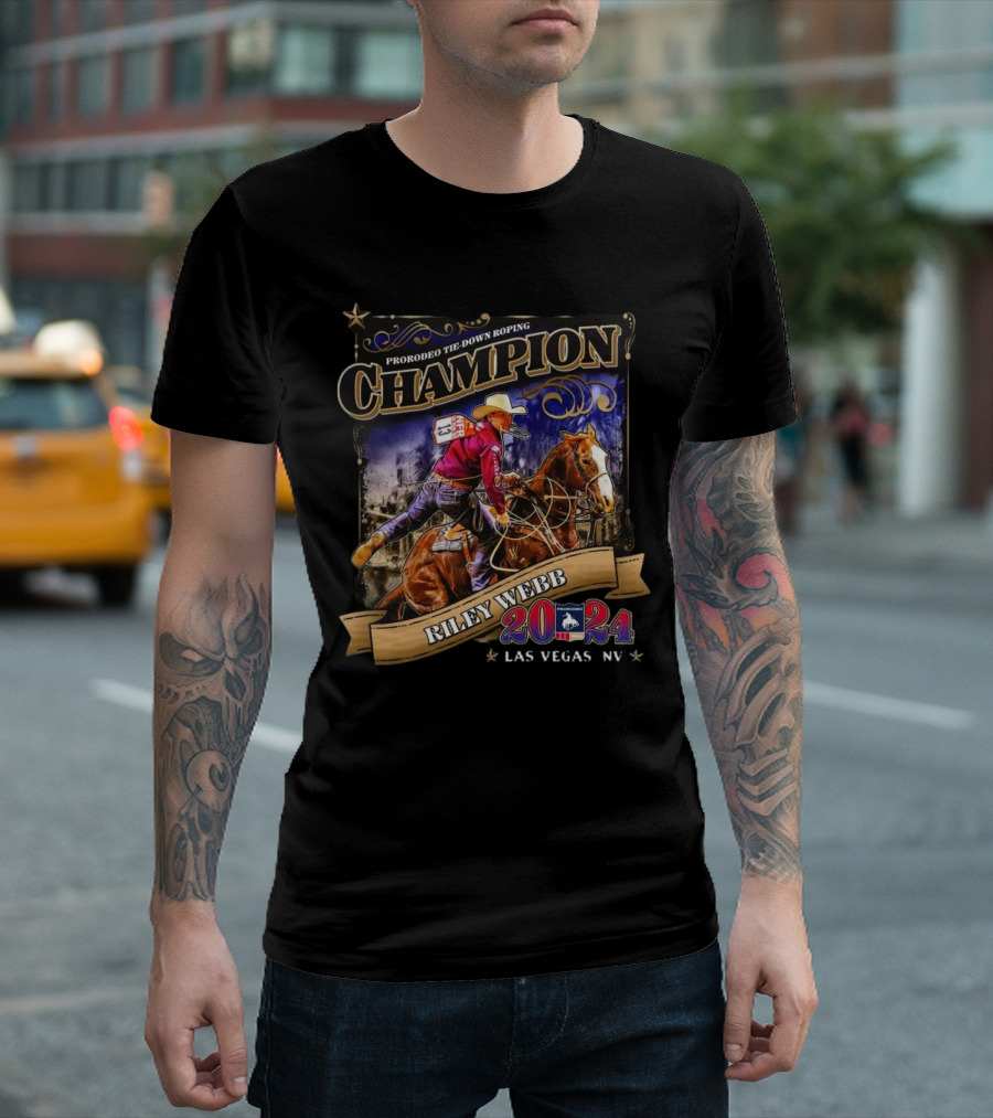 PRORODEO Tie-Down Roping Champion Riley Webb 2024 Las Vegas NV T-Shirt