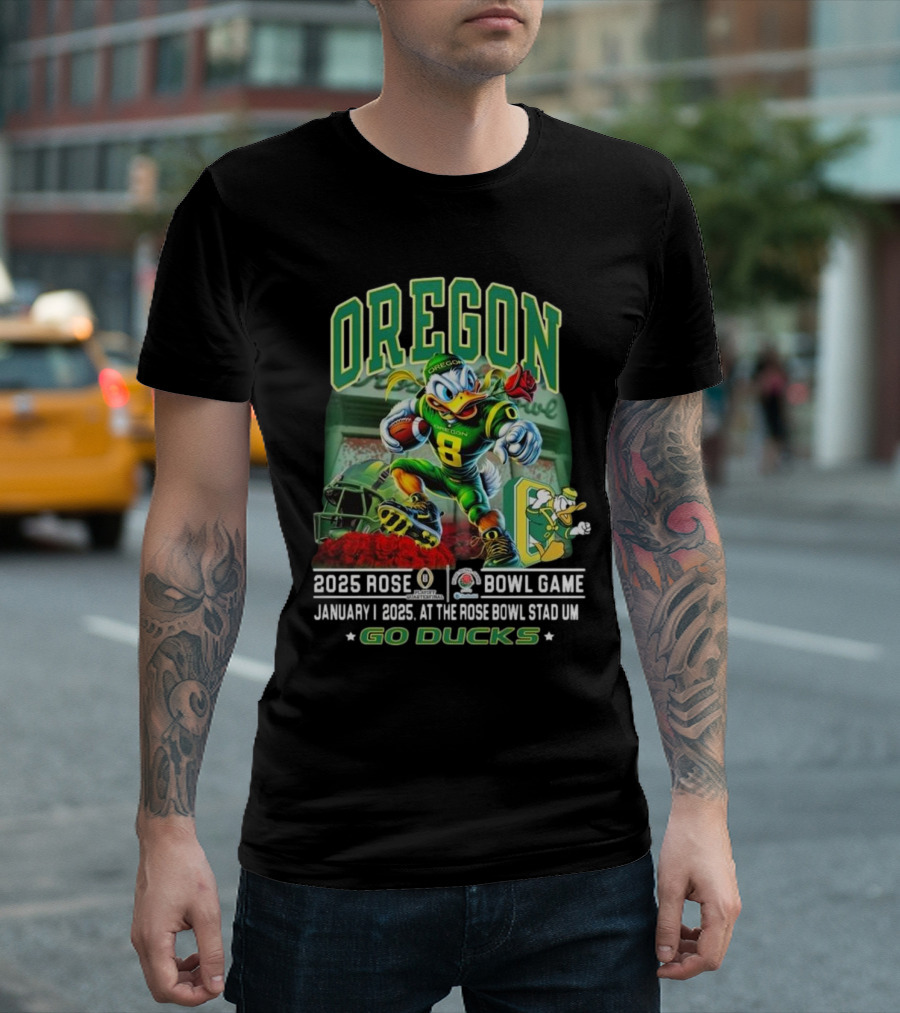 Oregon Ducks 2025 Rose Bowl Game January Mascot Go Ducks CFP T-Shirt