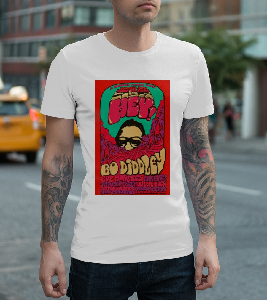 A Birthday Parakeet Show December 30th Continental Club Bo Diddley With Eve Monsees And Mike Buck Austin TX T-Shirt