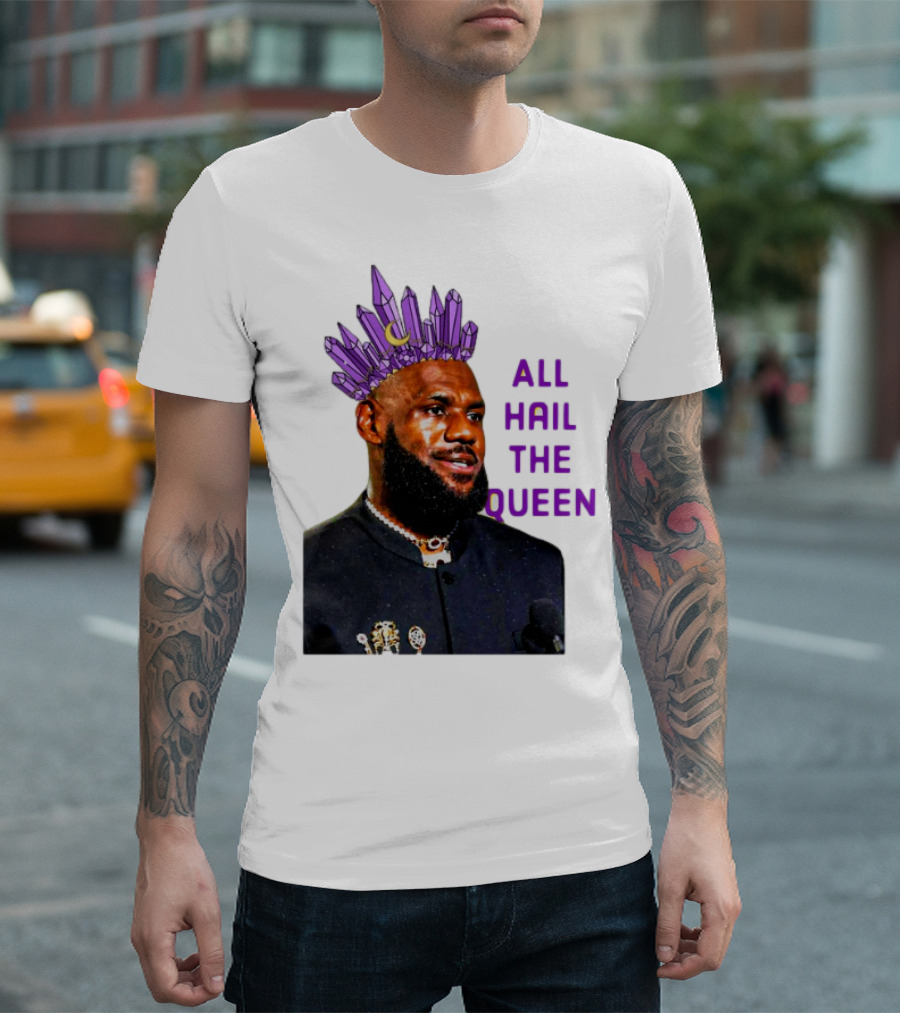 LeBron James All Hail The Queen Purple Crystal Crown T-Shirt