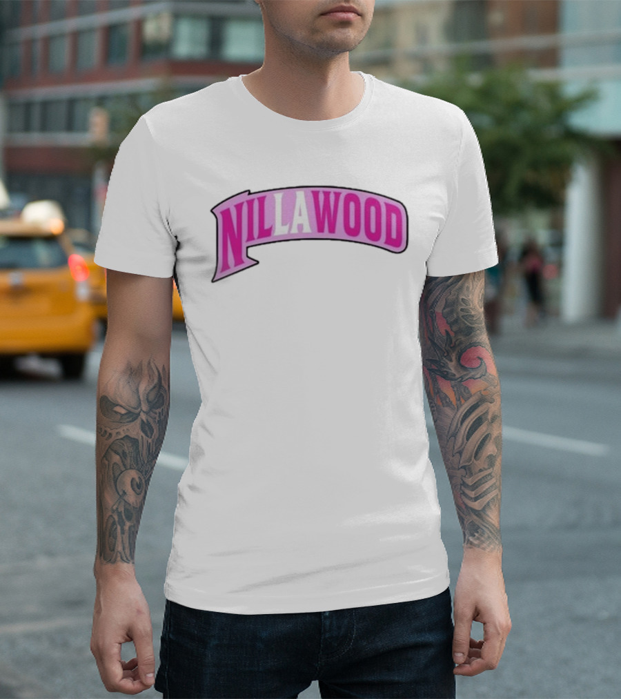 Nilla Nillawood Banner With Pink Lettering T-Shirt
