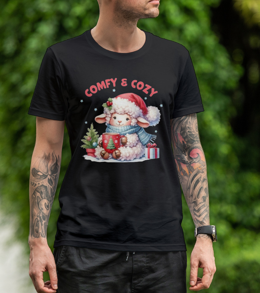 Comfy And Cozy Sheep Christmas T-Shirt