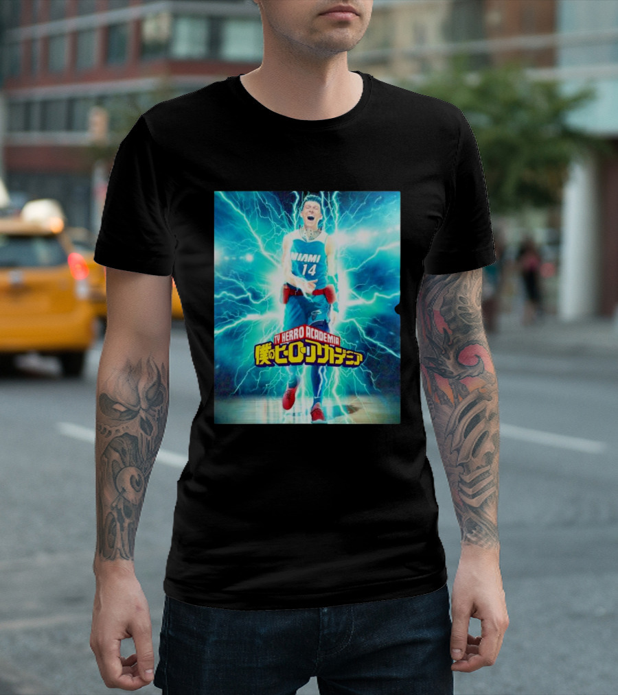 Tyler Herro Miami Heat Boku Hero Academia Lightning Burst T-Shirt
