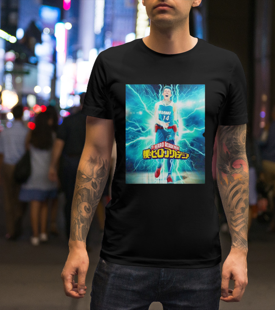 Tyler Herro Miami Heat Boku Hero Academia Lightning Burst T-Shirt