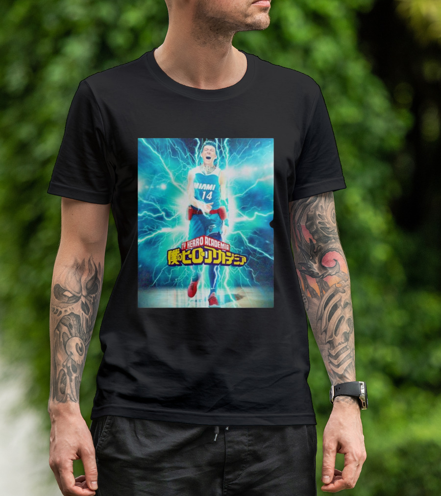 Tyler Herro Miami Heat Boku Hero Academia Lightning Burst T-Shirt