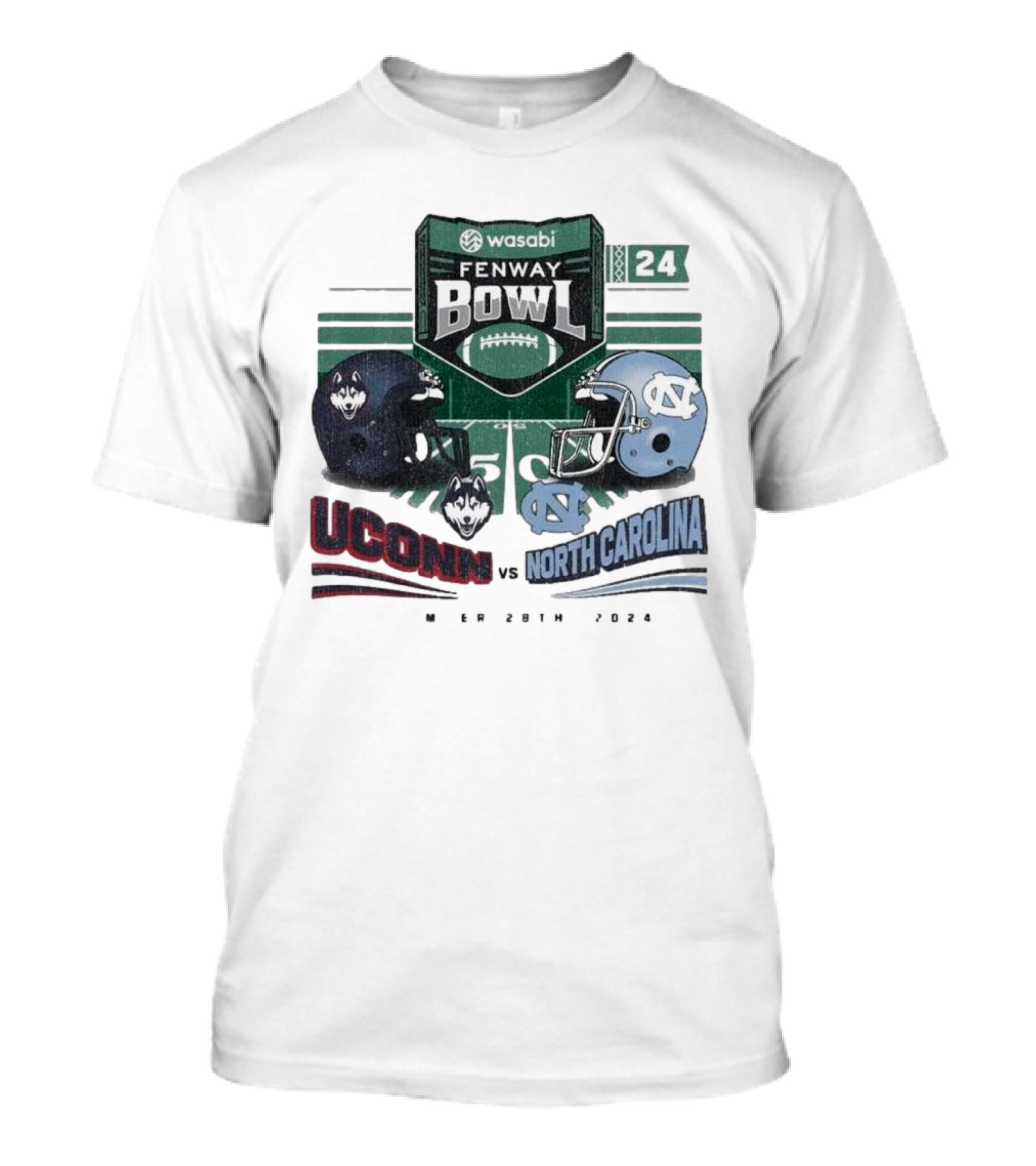 UConn Vs North Carolina Wasabi Fenway Bowl March 28th 2024 Football Helmets T-Shirt