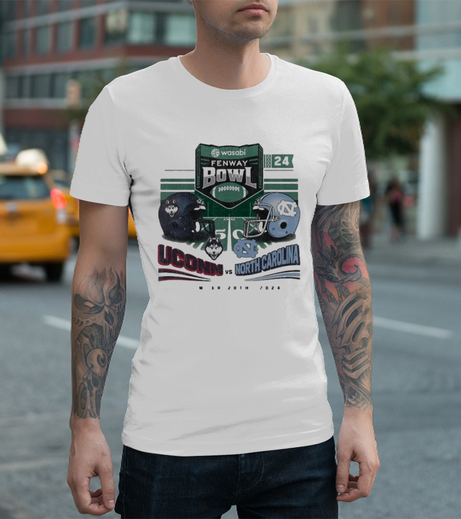 UConn Vs North Carolina Wasabi Fenway Bowl March 28th 2024 Football Helmets T-Shirt