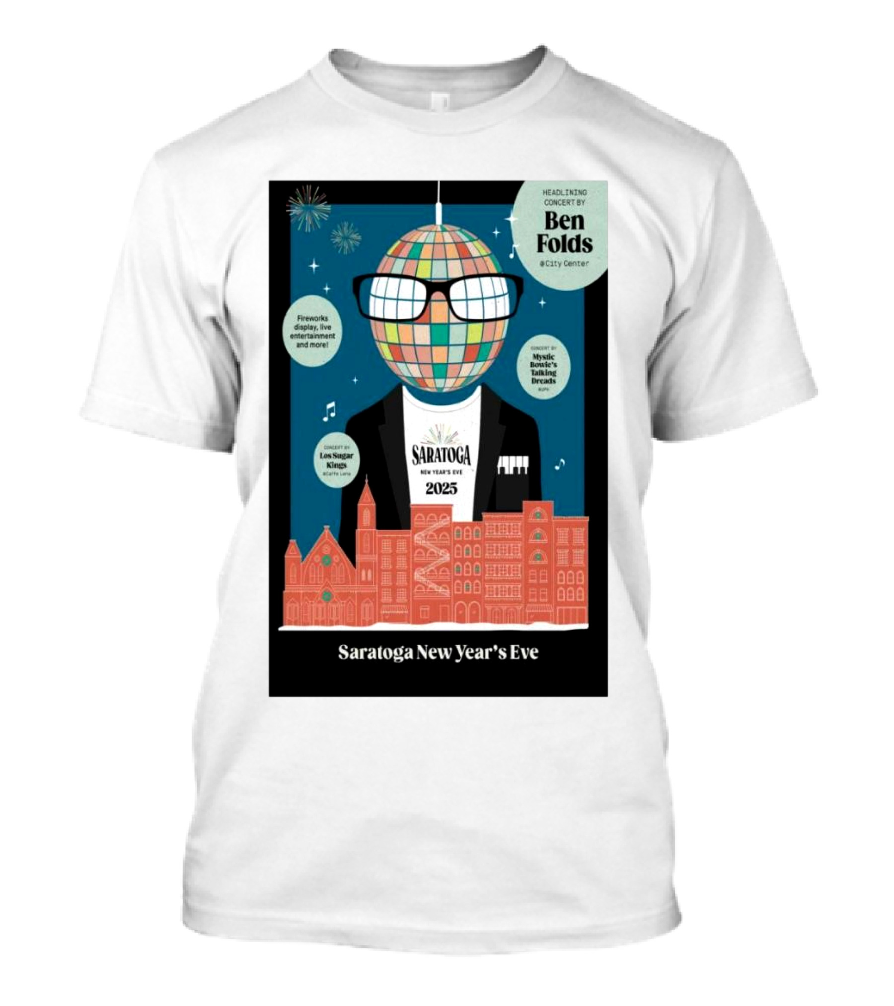 Ben Folds Saratoga New Year's Eve 2025 Headline Concert At City Center Saratoga Springs NY T-Shirt