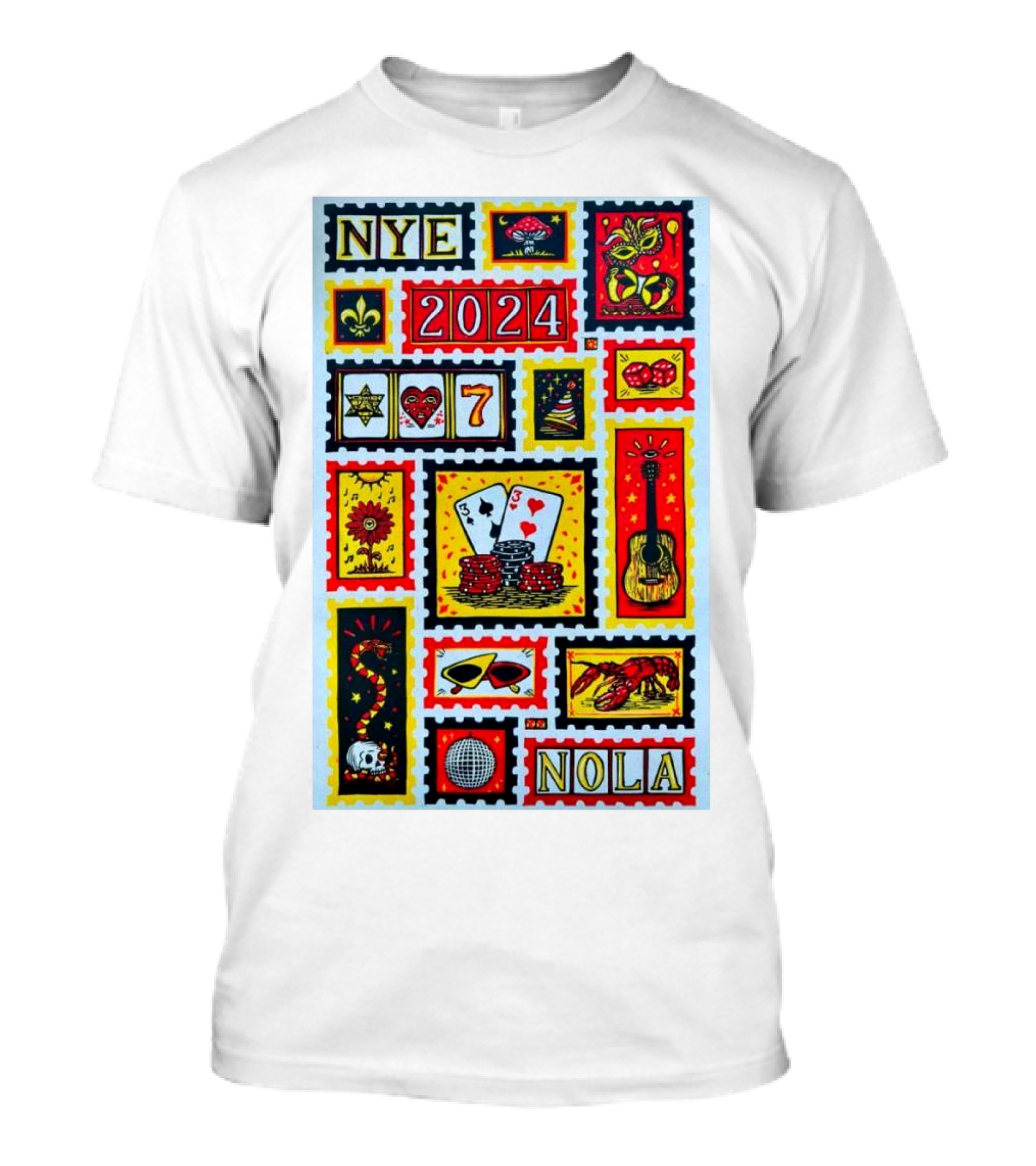 NYE 2024 NOLA Guitar Cards Dice Symbols T-Shirt