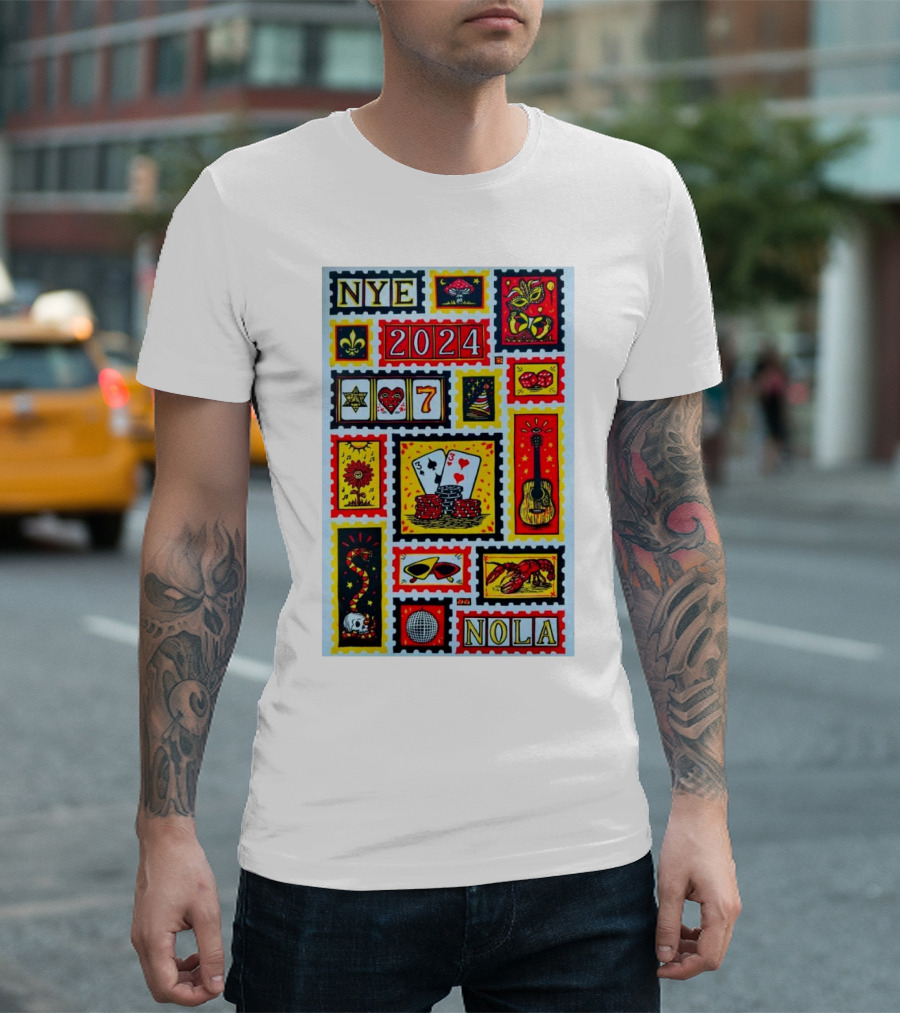 NYE 2024 NOLA Guitar Cards Dice Symbols T-Shirt