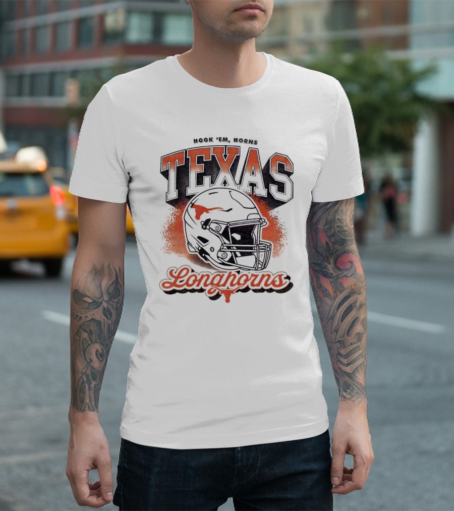 Hook Em Horns Texas Longhorns Football Helmet Texas Longhorns T-Shirt