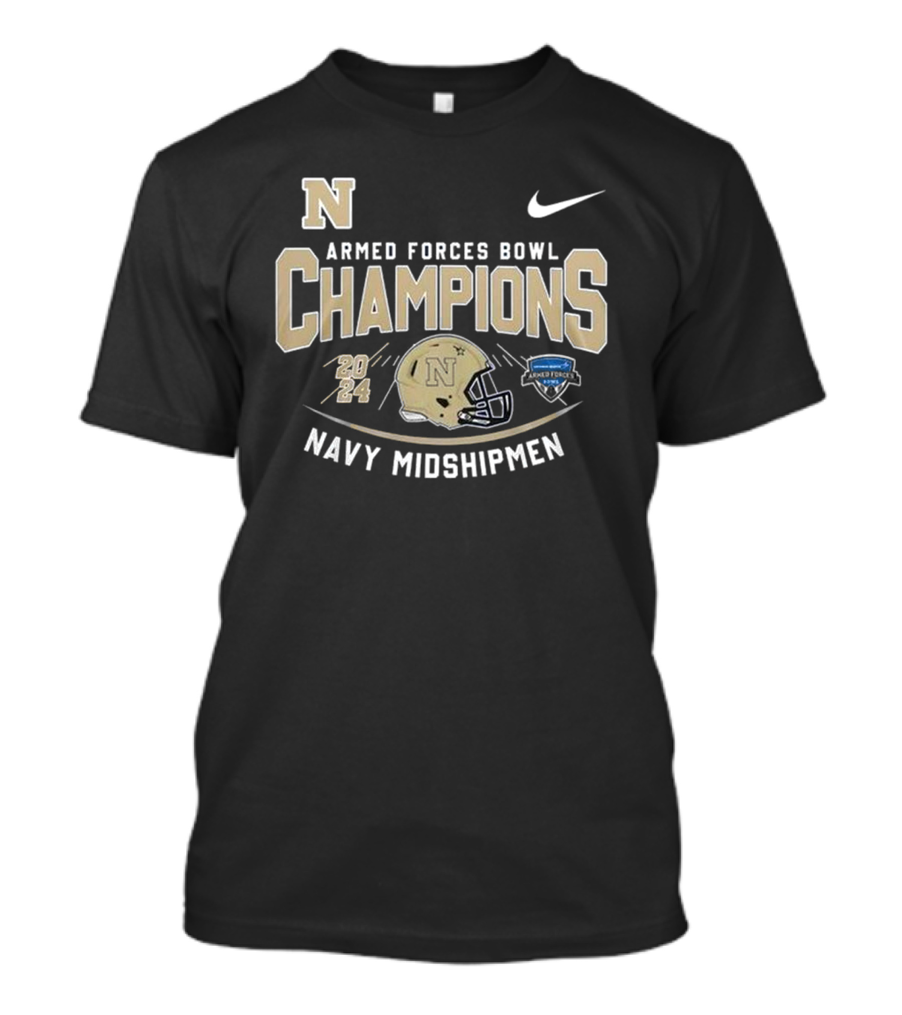 Navy Midshipmen Armed Forces Bowl Champions 2024 Logo Football T-Shirt