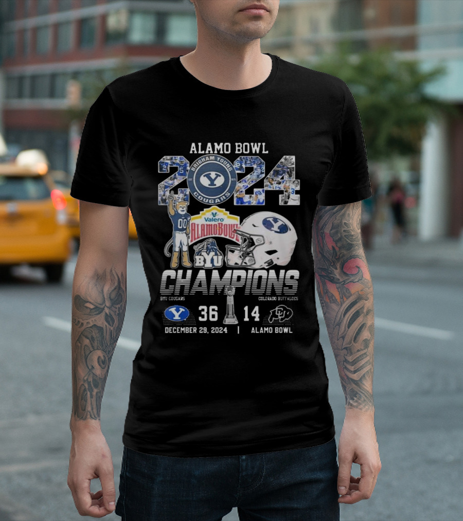 Alamo Bowl 2024 Champions BYU 36-14 Colorado Brigham Young Cougars December 29 Valero Trophy T-Shirt