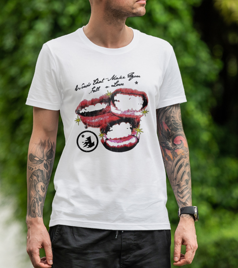 Lonely Hearts Club Words That Make You Fall In Love Lips Stars T-Shirt
