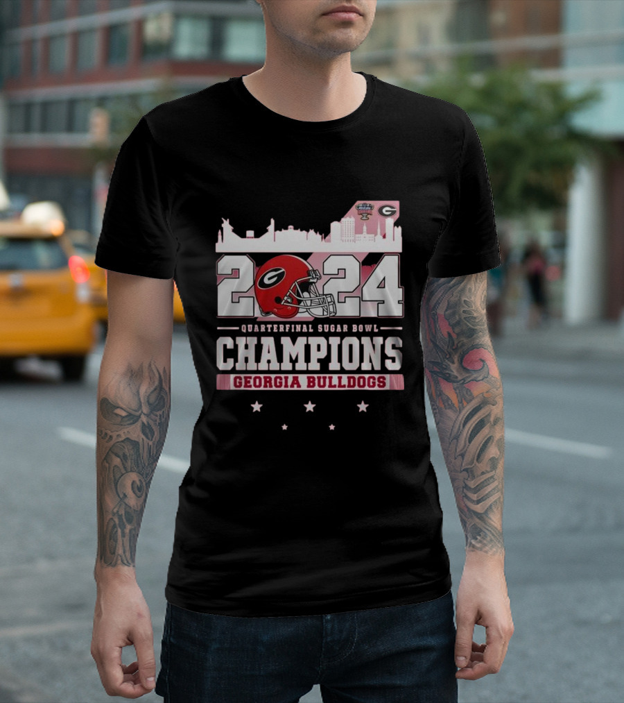 Georgia Bulldogs 2024 Quarterfinal Sugar Bowl Champions Skyline T-Shirt