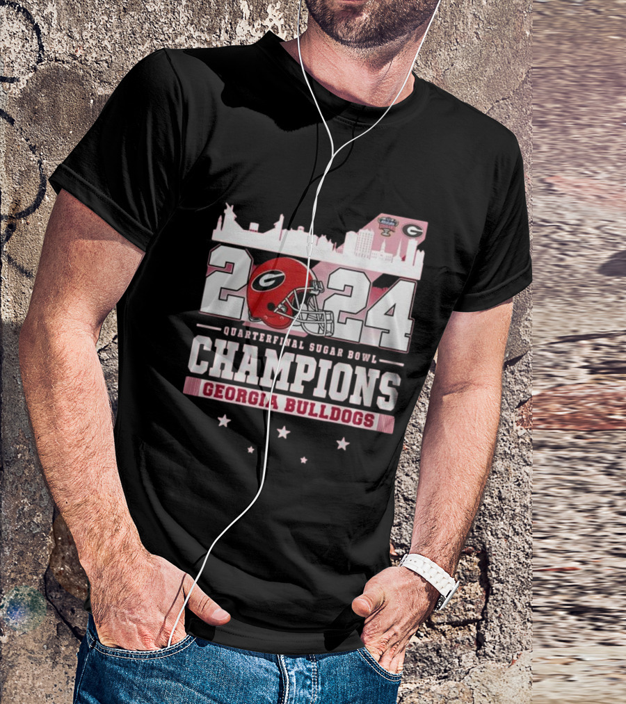 Georgia Bulldogs 2024 Quarterfinal Sugar Bowl Champions Skyline T-Shirt