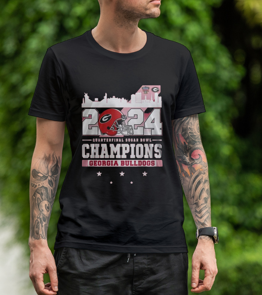 Georgia Bulldogs 2024 Quarterfinal Sugar Bowl Champions Skyline T-Shirt
