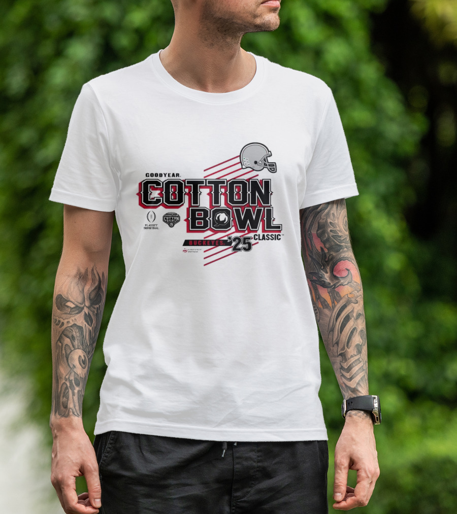 Goodyear Cotton Bowl Classic 2025 Ohio State Buckeyes Helmet Football Playoff Semifinal T-Shirt