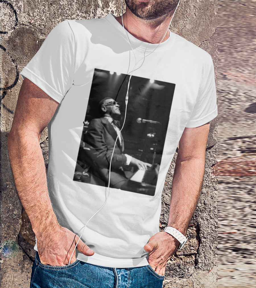 Jayson Tatum Wearing Ray Charles Iconic Piano Performance T-Shirt
