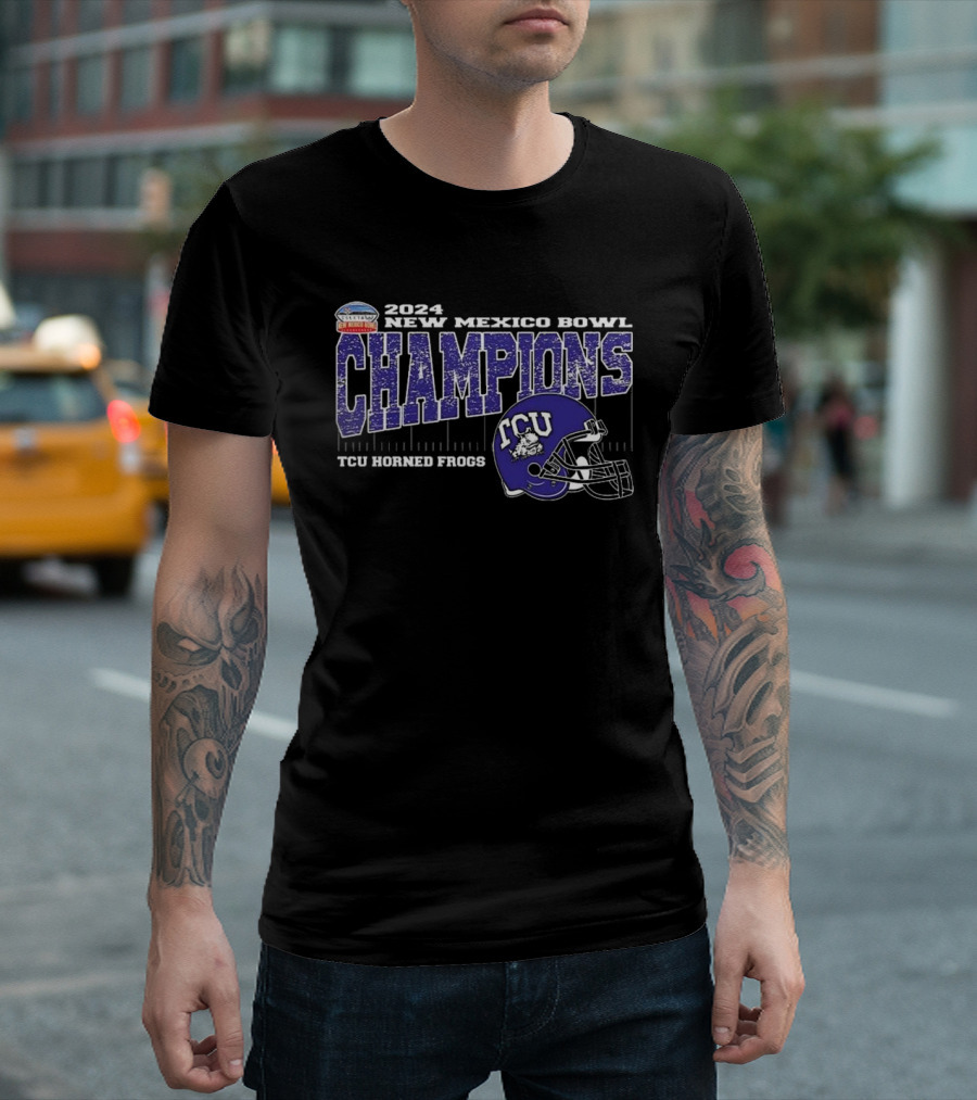 TCU Horned Frogs 2024 New Mexico Bowl Champions Vintage Style Helmet T-Shirt