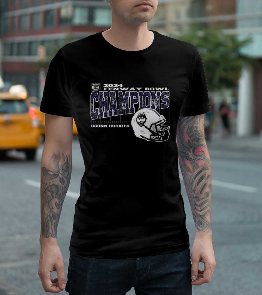 UConn Huskies 2024 Fenway Bowl Champions Vintage Style Helmet T-Shirt