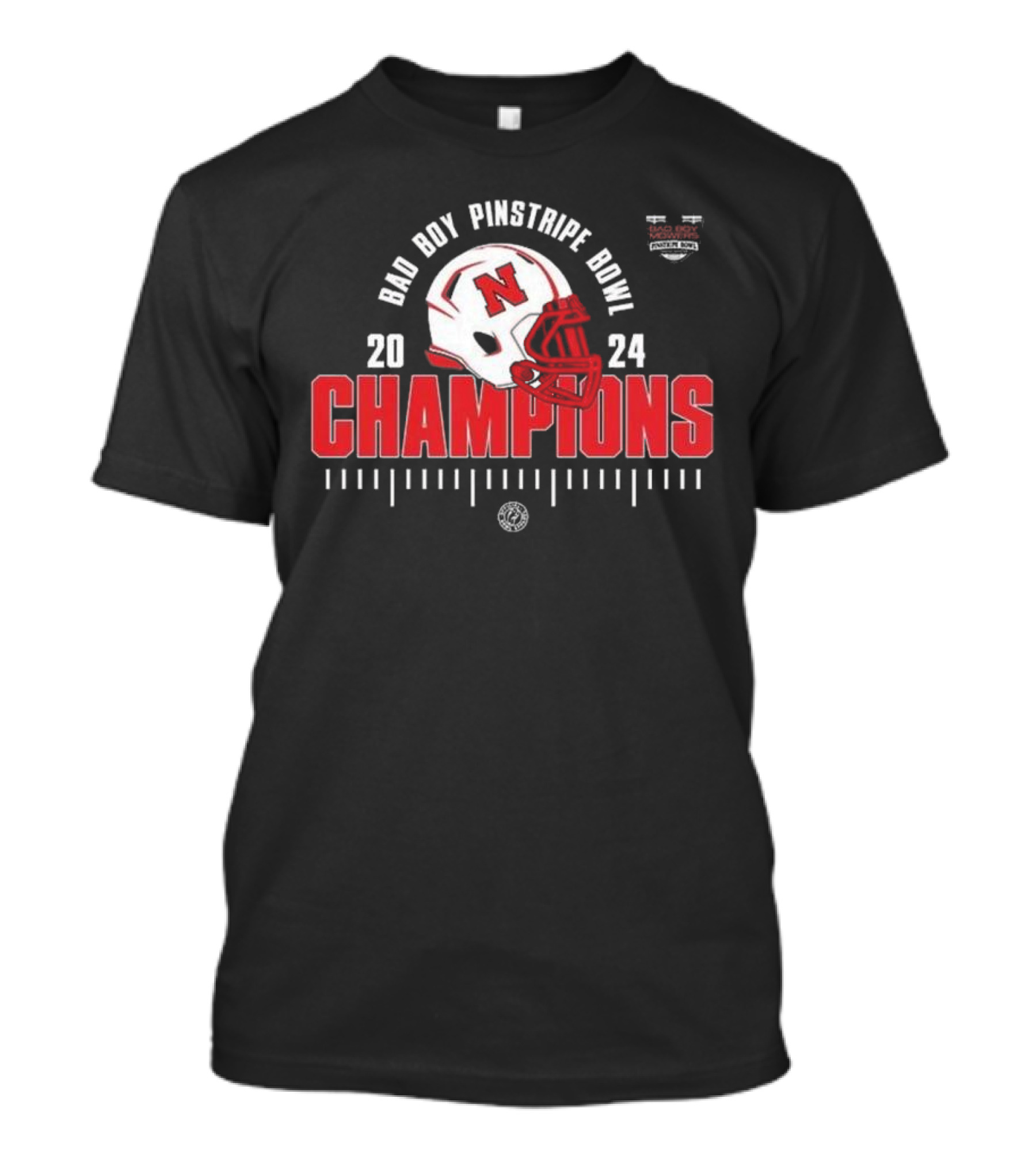 Bad Boy Pinstripe Bowl 2024 Champions Nebraska Huskers Football T-Shirt
