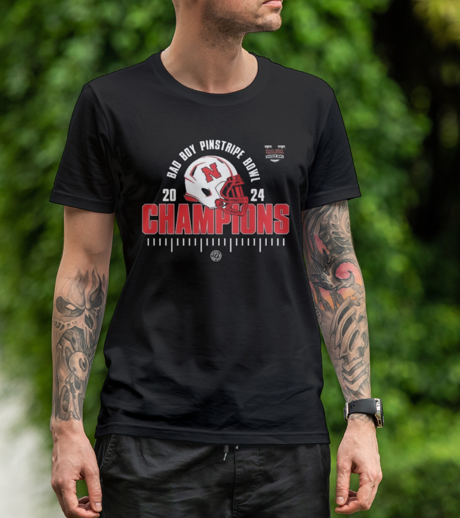 Bad Boy Pinstripe Bowl 2024 Champions Nebraska Huskers Football T-Shirt