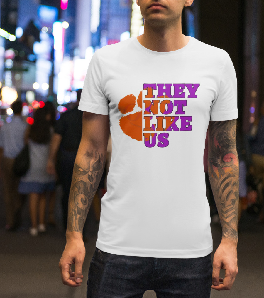 They Not Like Us Clemson Tigers College Football 2025 Orange Paw Prints T-Shirt