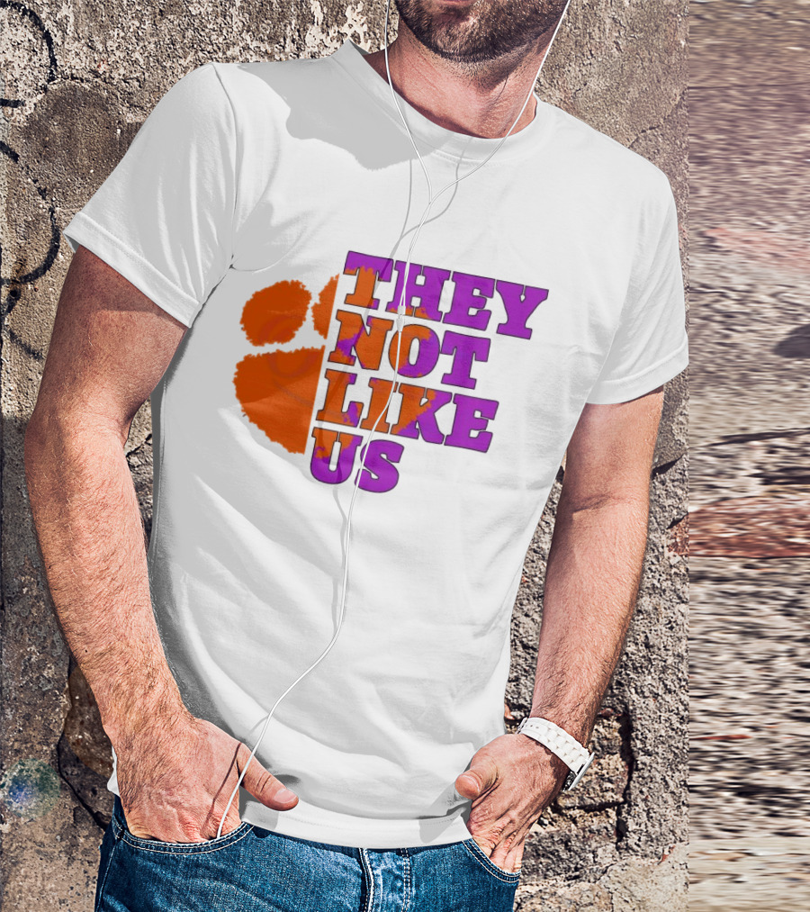 They Not Like Us Clemson Tigers College Football 2025 Orange Paw Prints T-Shirt