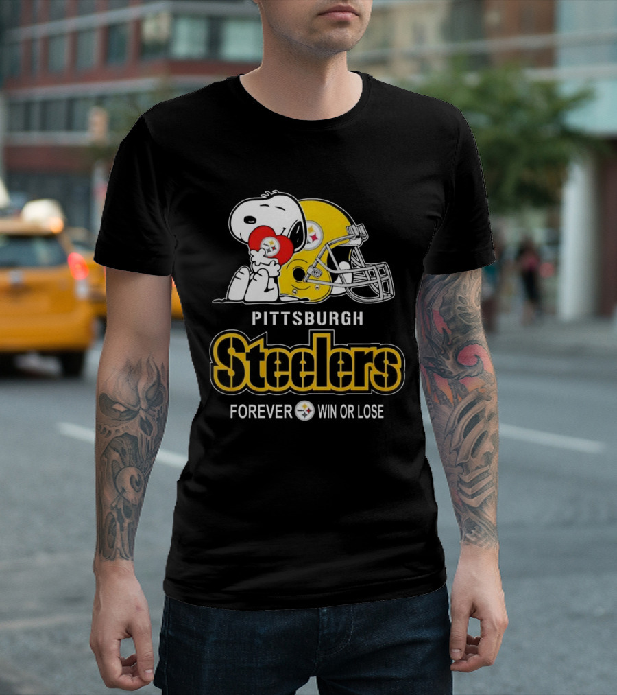 Snoopy Pittsburgh Steelers Forever Win or Lose T-Shirt