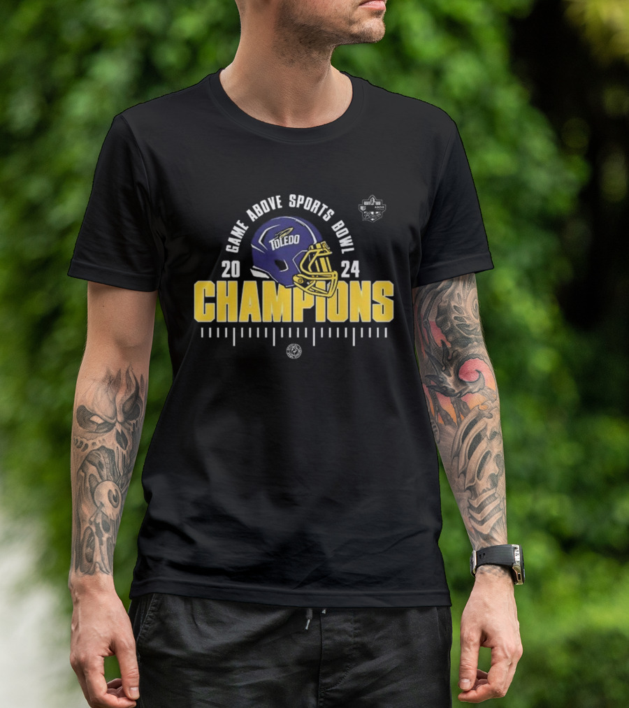 Toledo Rockets Game Above Sports Bowl 2024 Champions College Football Helmet T-Shirt