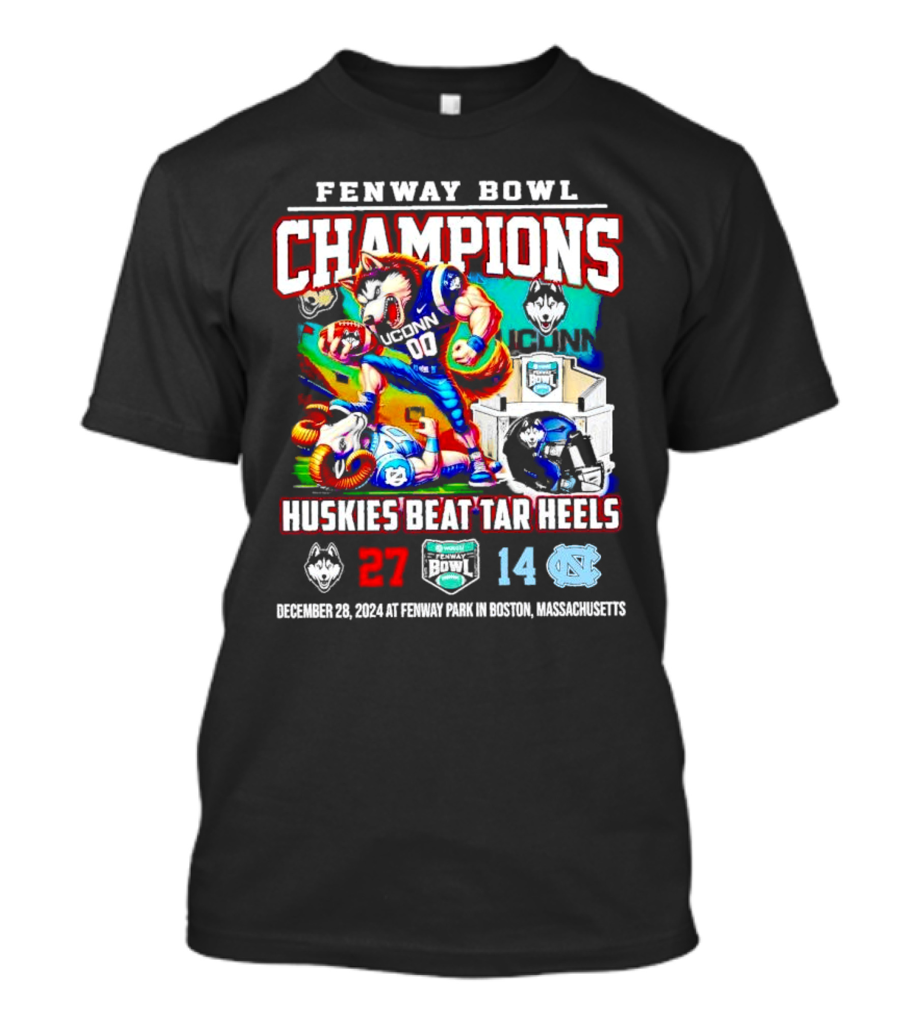 Fenway Bowl Champions UConn Huskies Beat Tar Heels 27-14 December 28 2024 Fenway Park Boston Massachusetts T-Shirt