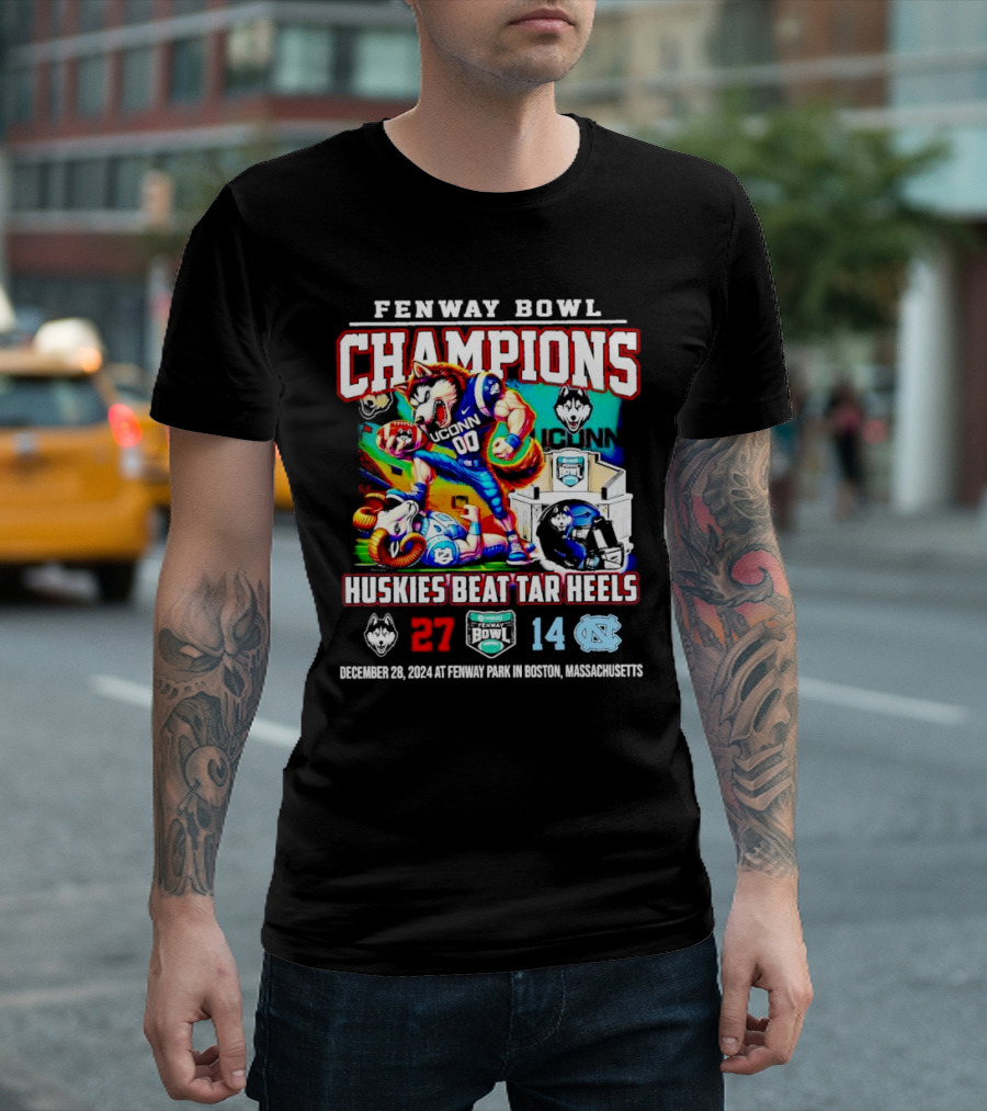 Fenway Bowl Champions UConn Huskies Beat Tar Heels 27-14 December 28 2024 Fenway Park Boston Massachusetts T-Shirt