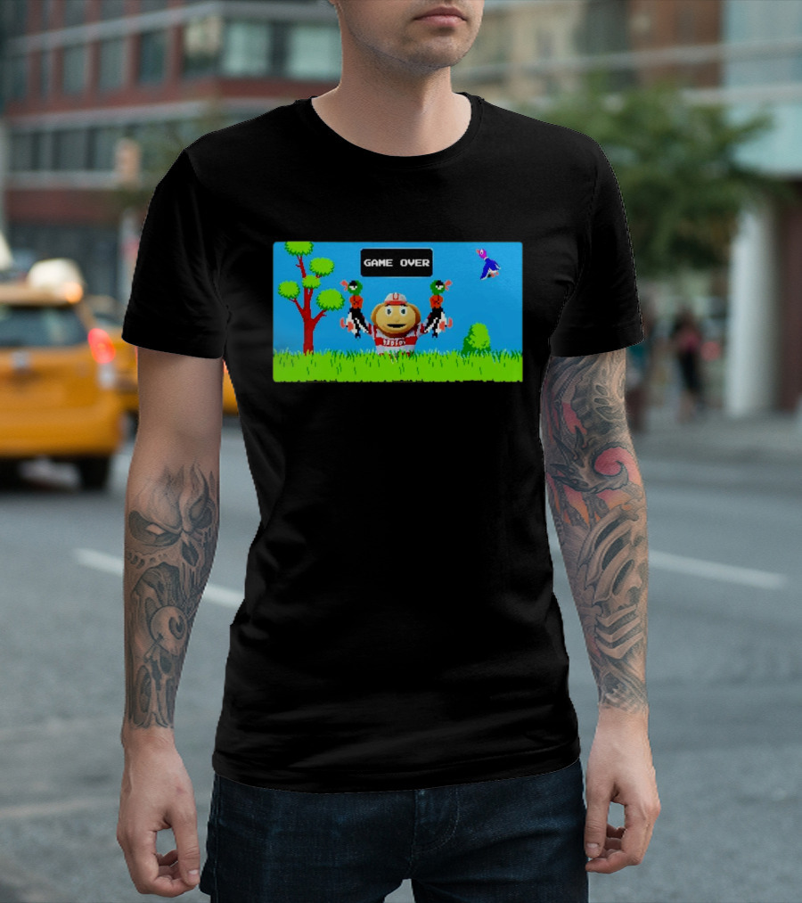 Game Over Ohio State Buckeyes Beats Oregon Ducks 8bit Video Game Retro Style Victory Scene T-Shirt